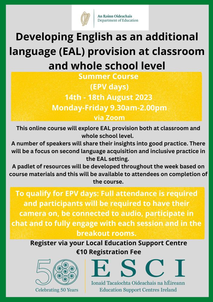 copy of english as an additional language eal summer course 2